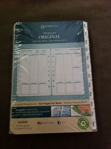 Franklin Covey Weekly Planner Refill Calendar - Classic Original 35423-15  NEW