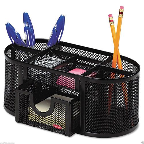 Rolodex black mesh desk organizer 8 compartments metal pen holder office pencil for sale