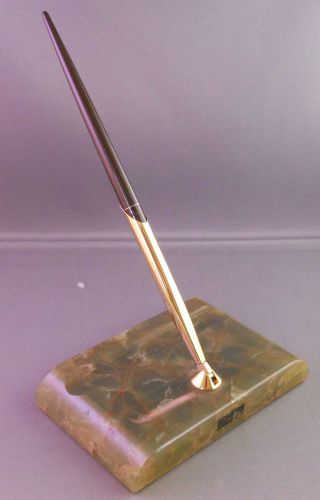 Sheaffer Green Marble Vintage Desk Set-- NEW Ball Pen--new socket-pen rest