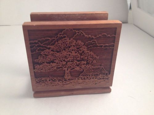 Lasercraft Tree scene Solid Walnut - Business card holder/paperweight-FreeShip!