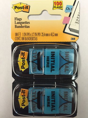 3M Post-it Flags Blue &#034;INITIAL HERE&#034; 100/Pk # 680-IH2 **FREE SHIPPING***