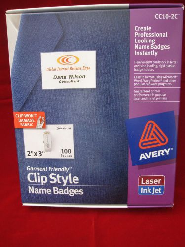 Avery Clip Style Name Badges 2 x 3 100 Badges #CC10-2C