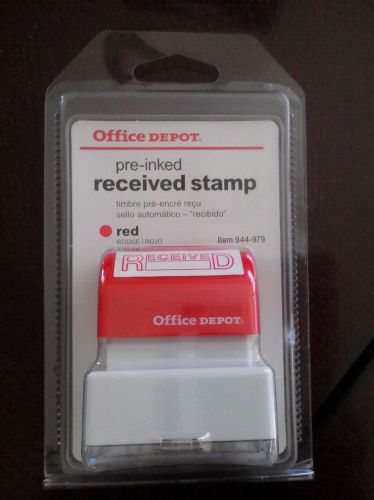 Office depot pre inked received stamp red ink brand new in package
