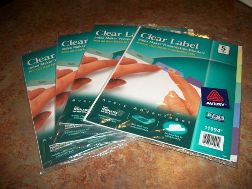 Avery Index Maker Clear Label Divider 11994 -8.5&#034;x11&#034;-5/Set -Colored Tabs x 4