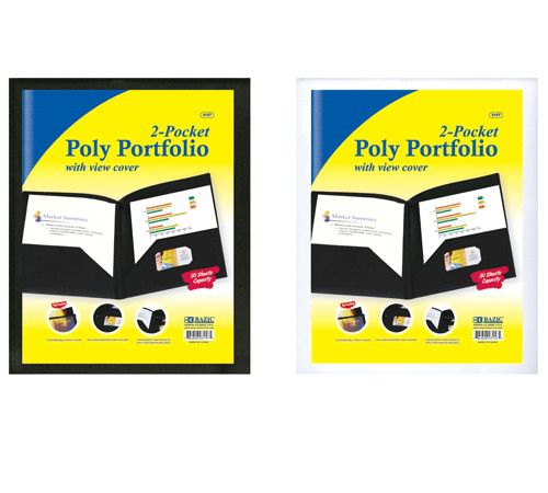 BAZIC 2-Pockets Poly Portfolio w/ View Cover, Case of 48