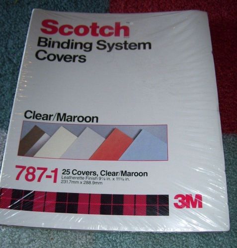 NEW 3M Scotch Binding System Covers 787-1 25 count Clear Maroon