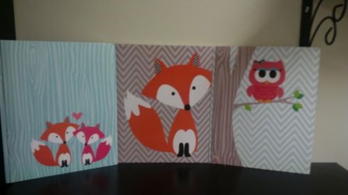 Set of Carolina Pad 3 Pocket Folders, Fox and Owl Design [FS/3]