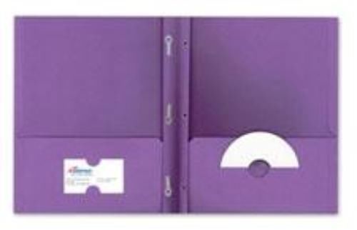 Ampad Leatherette 2 Pocket Folder with fasteners Letter Size Purple 25 Count