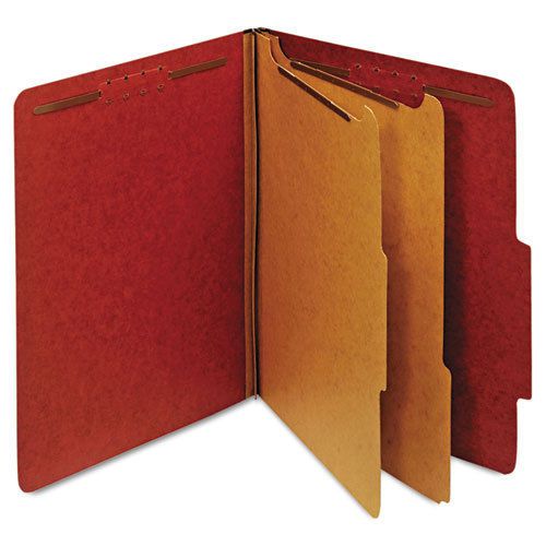 Pressboard classification folders, six fasteners, 2/5 cut, letter, red, 10/box for sale