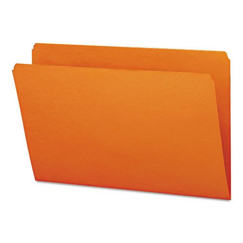 File Folders, Straight Cut, Reinforced Top Tab, Legal, Orange, 100/Box