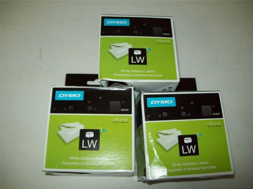 DYMO 30320 WHITE ADDRESS LABELS LOT OF 3 BOXES 1 1/8 X 3 1/2