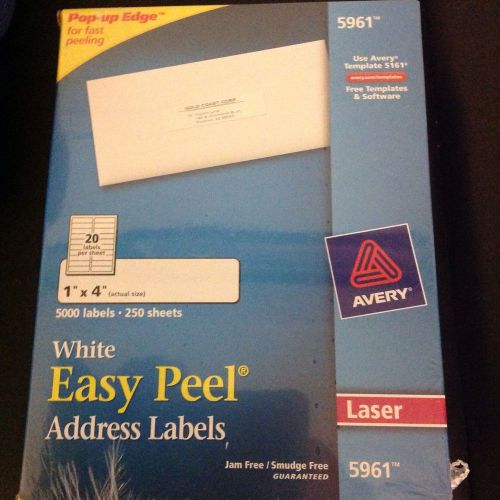 AVERY 5961 WHITE EASY PEEL ADDRESS LABELS 1/4 - 50000 LABELS - 250 SHEETS  BOX!!
