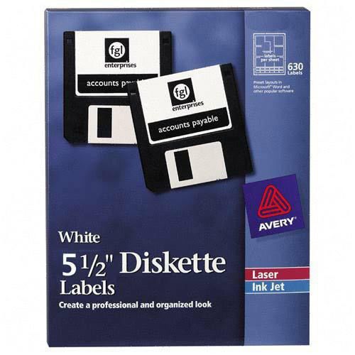 Avery Permanent Laser/Inkjet Labels, 5 1/4&#034; Disk, 840 per Pack, White
