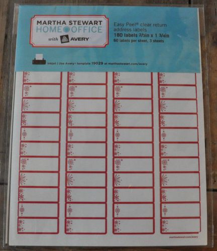 180 Martha Stewart Inkjet Christmas Return Address Labels, NEW SEALED (19029)