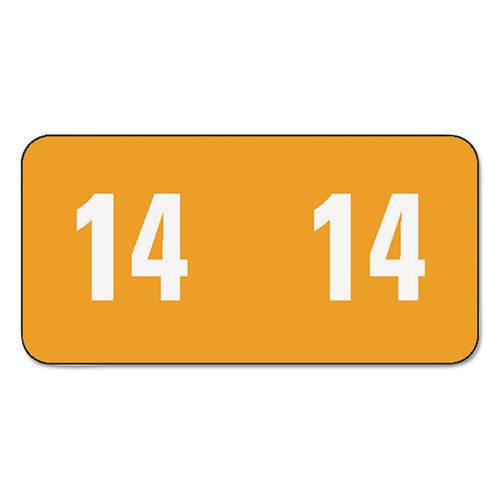 Year 2014 End Tab Folder Labels, 1/2 x 1, Orange/White, 250 Labels/Pack