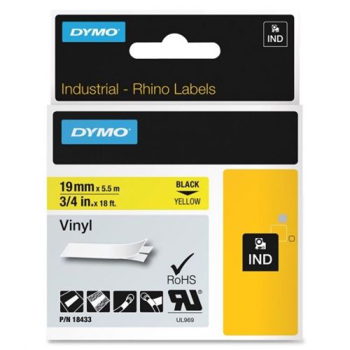 Dymo 18433 label, rhino, yellow, 3/4&#034;, for sale