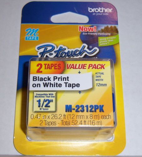 2-pack brother m231-2pk blk/wht p-touch label tape m2312pk pt-80 pt-85 pt-90 for sale