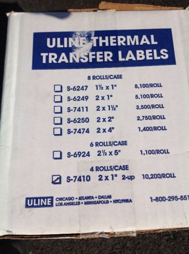 New box of uline thermal transfer labels 2x1 u- line printer labels 2 x 1 s-7410 for sale