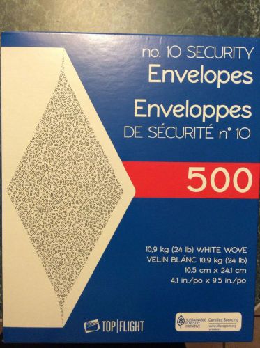 Top Flight 500 Security Envelopes 4.1&#034;x9.5&#034; Mailing Envelopes, Office, Home