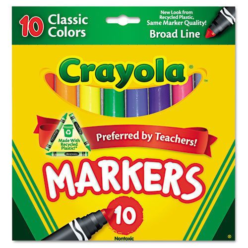 Non-washable markers, broad point, classic colors, 10/set for sale