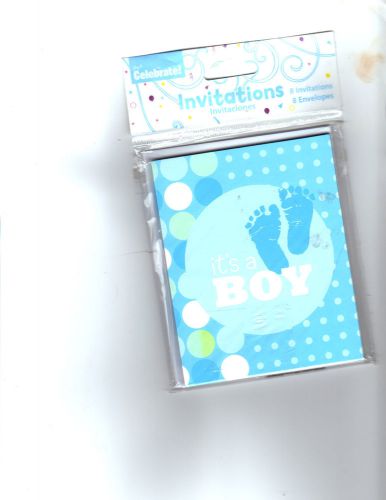 Baby Shower Invitations &#034;Celebrate!&#034;New Factory Sealed /set of 8 in Package/BOY