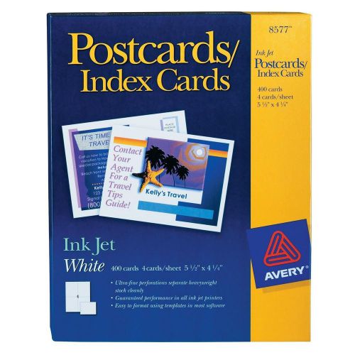 X10 BOXES= 4000 AVERY INK JET POSTCARDS / WHITE 8577