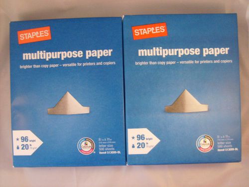 Two 2 Reams Staples 8.5&#034; x 11&#034; Multipurpose Copy Printing Paper, 1000 NOT HP?