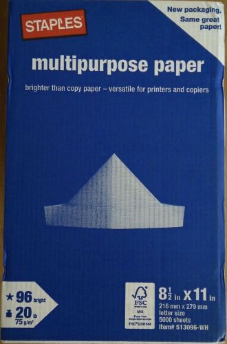 Bright white letter-size multipurpose paper ream, 8 1/2&#034; x 11&#034;, 500 sheets for sale