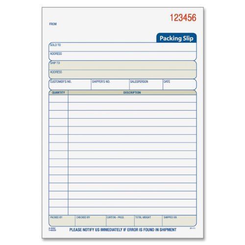 Adams packing slip book - 3 part - carbonless - 8.40&#034; x 5.50&#034; sheet size (t5082) for sale