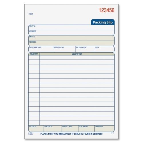 Adams Packing Slip Book - 3 Part - Carbonless - 8.4&#034;x5.5&#034; - White - 1Each