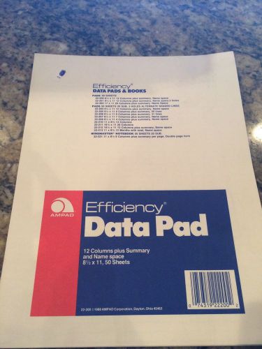 EFFICIENCY DATA PADS 12 COLUMNS +SUMMARY &amp; NAME SPACES  KEEPS TRACK OF BUSINESS