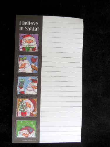 Christmas Note Paper Pad &#034;I Believe in Santa&#034; 6&#034;x3&#034; Debra Jordan Bryan Magnet
