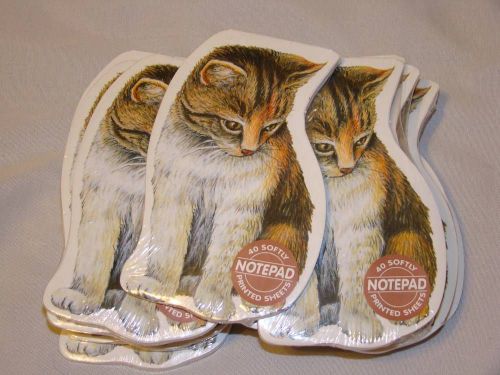 SALE! 15 KITTY CITY BROWN &amp; WHITE TABBY CAT-SHAPED KITTY NOTE PADS! SO CUTE!