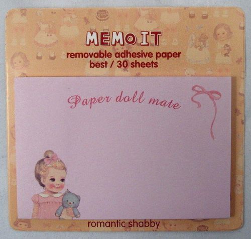 Retro Paper Doll Adhesive Memo Notes: Pink  *COMBINED SHIPPING AVAILABLE*