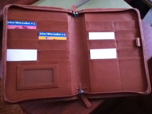 By levenger -3x5 leather saddle zip action folio junior size (no mono) &amp; cards for sale