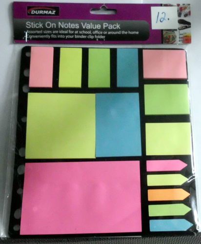 Stick on notes value pack 450 approx assorted fluro colours clip binder holes for sale