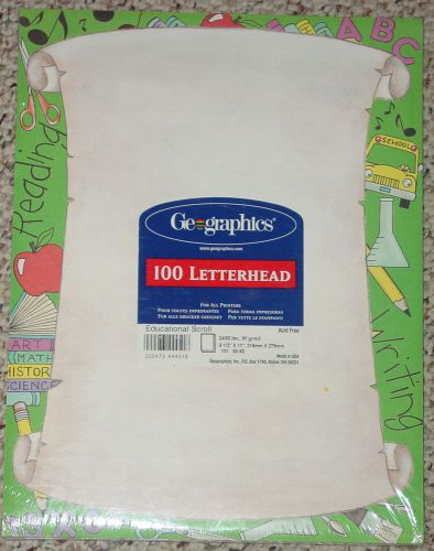 LETTERHEAD GEOGRAPHICS COMPUTER PAPER 100 EDUCATIONAL SCROLL NEW SEALED