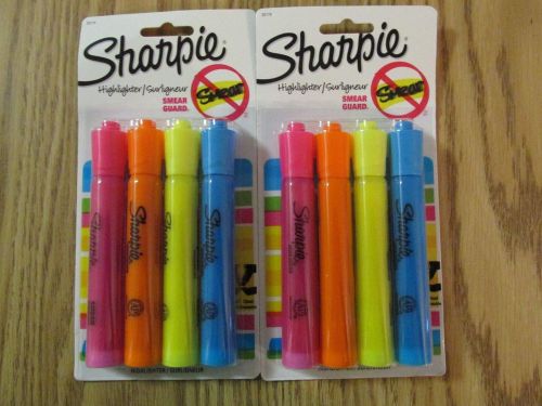 2 NEW 4 packs Sharpie Highlighters (Pink, Orange, Yellow, &amp; Blue)