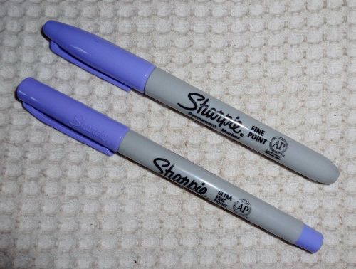 2 sharpie permanent markers- lilac purple-1 ultra fine point &amp; 1 fine point- new for sale