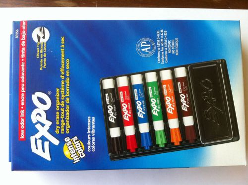 Expo Low Odor Chisel Tip Dry Erase Markers Colored Markers,SET OF 6 PLUS ERASER