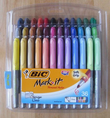 BIC Mark-It Fine Point Permanent Markers SET OF 36 Assorted Colors Free Shipping