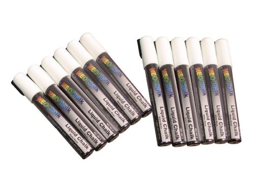 NEW NeoChalk Liquid Chalk Marker Chisel Tip - White - Set of 12 Markers
