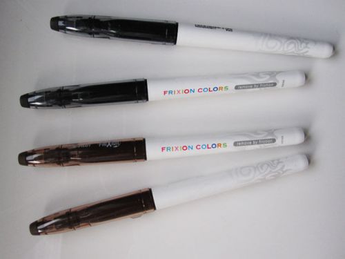 HIGH QUALITY SET OF 4 PILOT FRIXION PENS [COLOR: 2 BLACKS and 2 BROWN]  (NEW)