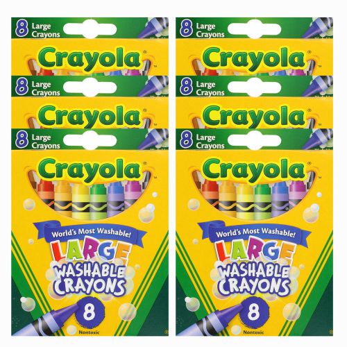 Crayola Large Washable Crayons, Nontoxic, Sharpened, Assorted, Pack of 48