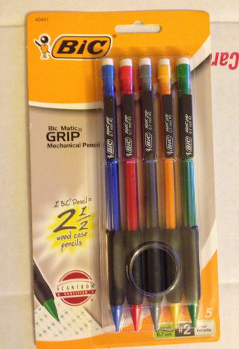 NEW BIC Matic Grip 0.7 mm Mechanical Pencils 5 pack Comfort Grip .7 Medium