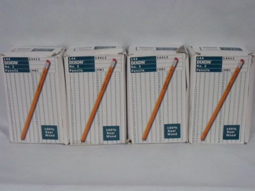 Dixon #2 Yellow Pencils, Wood-Cased, Black Core, 144-Count, Boxed 14412 (4 Pack)