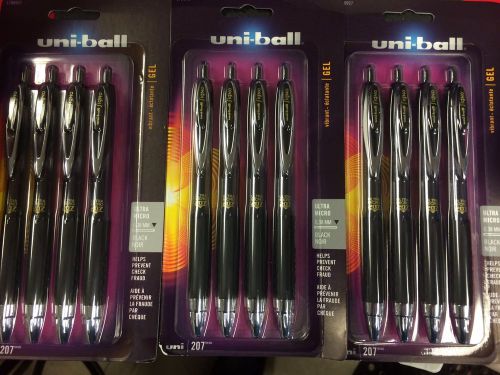 1-Dozen Uniball Signo 207 Black Rt Gel Pens 0.38mm Ultra Micro Tip (12 Pens)!!