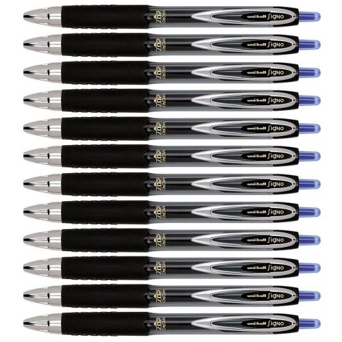 Uni-Ball 207 Retractable Gel Ink Pen Micro .5mm Point Blue Ink 12-Pens 61256