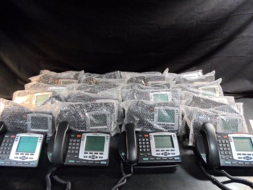 Lot of (24x) nortel ntdu92 voip ethernet phone charcoal &amp; silver handset &amp; stand for sale