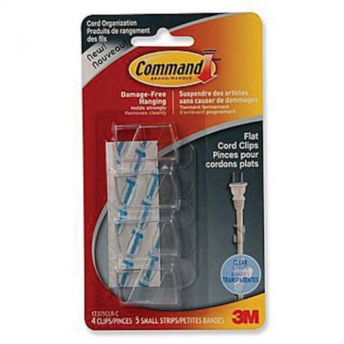 3m command™ clear flat cord clips with clear strips - new for sale